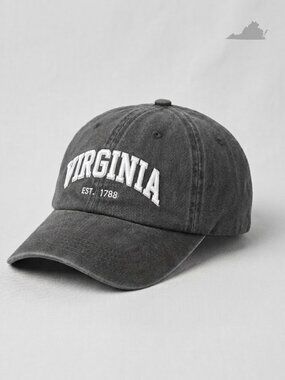 Virginia State Embroidered Low Profile Adjustable Cotton Cap One Size Unisex